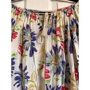 Spring Vacation Boho Denim Supply Ralph Lauren Floral Print Tassel Tie Blouse‎ M